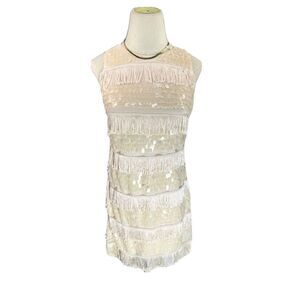 Eliza J 4 Petite Pink Cocktail Sheath Dress Party Fringe Sequins